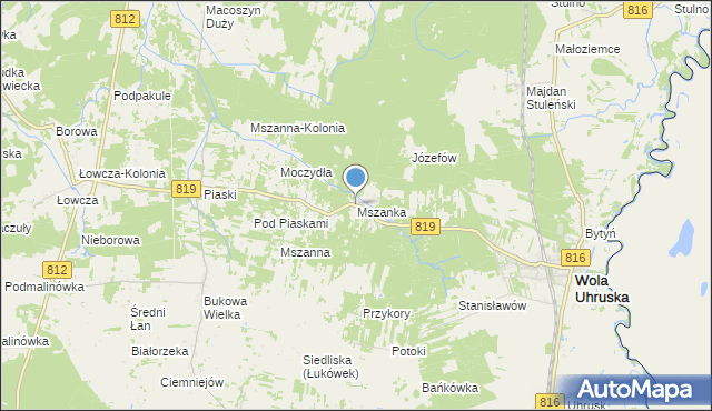 mapa Mszanka, Mszanka gmina Wola Uhruska na mapie Targeo